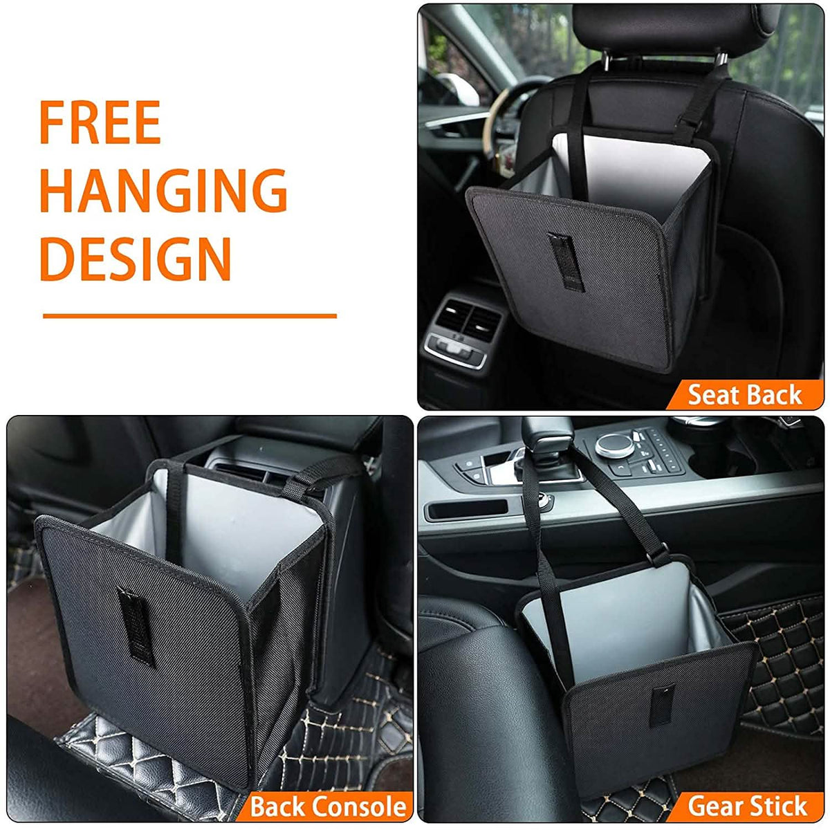 1.85 Gallon Hanging Car Trash Can Waterproof Litter Garbage Bag Organizer