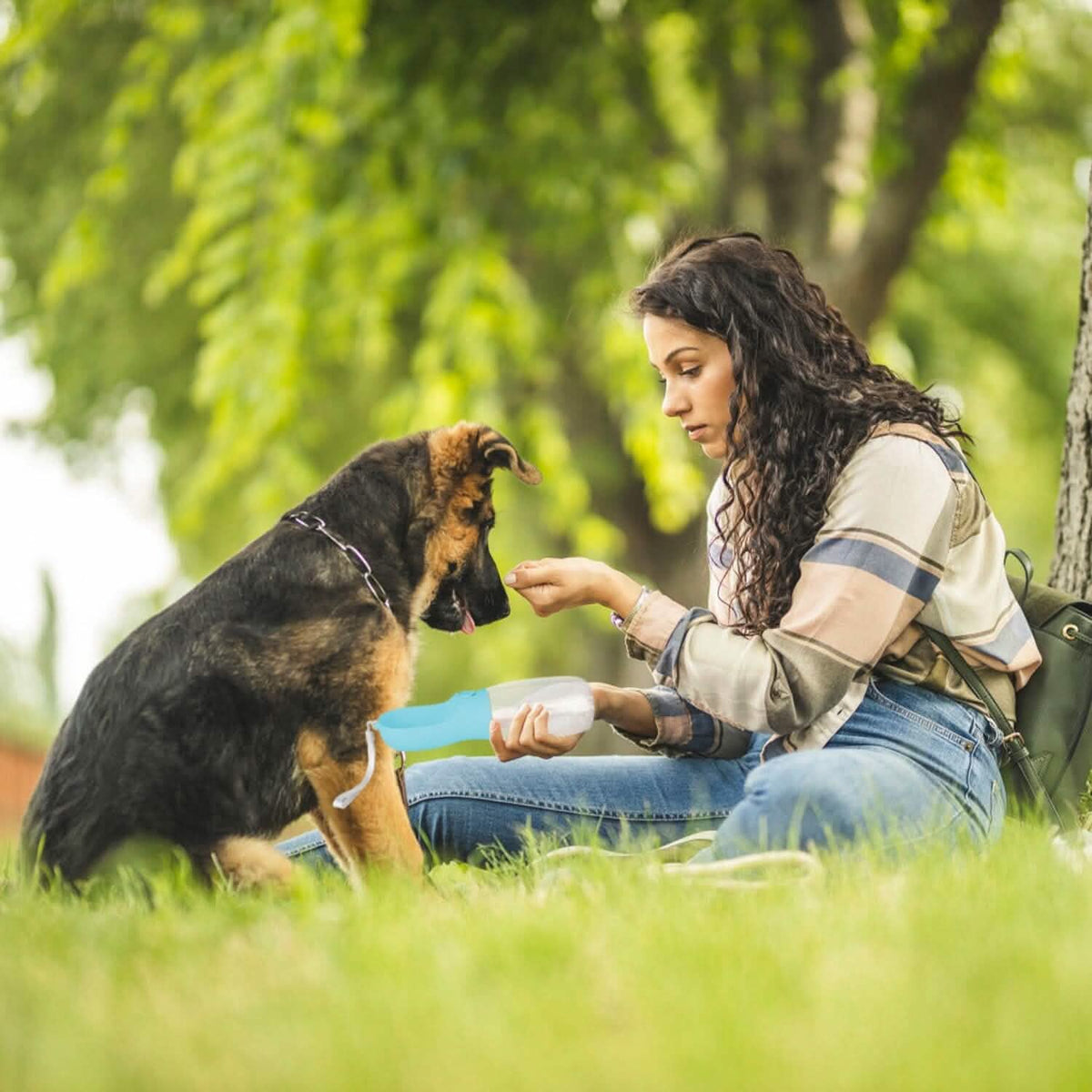 18.6 oz Portable Dog Water Dispenser with Detachable Food Container