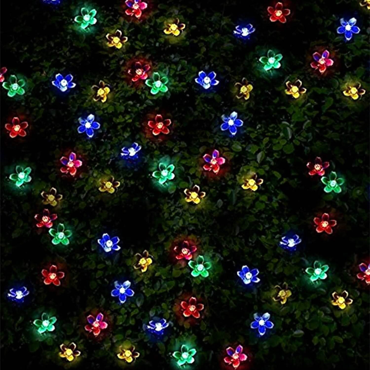 2-Pieces: Solar Power String Lights 50 LED Beads Fairy Sakura Flower