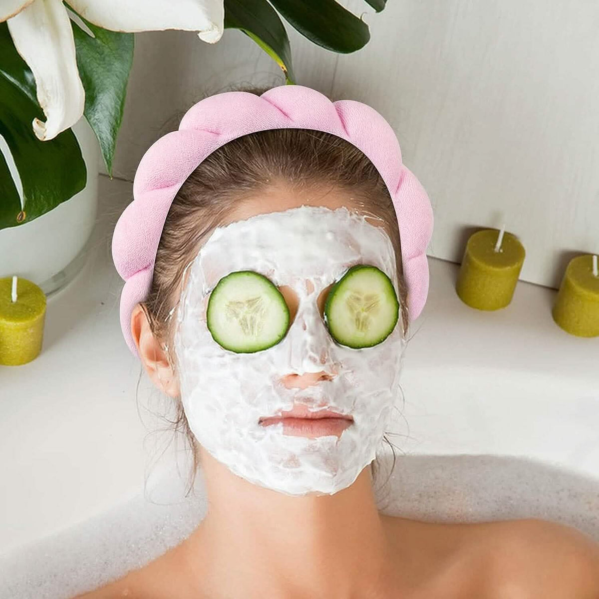 3-Pack: Puffy Terry Towel Cloth Fabric Sponge Face Wash Head Band