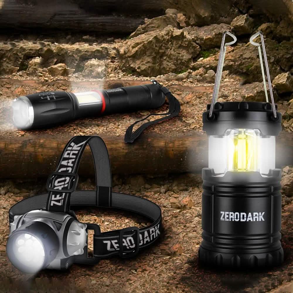 3-Piece Set: ZeroDark Tactical Flashlight, Lantern and Headlamp