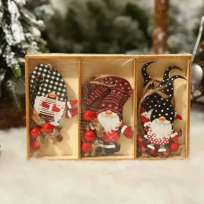 9-Pieces: Festive Christmas Wooden Hanging Box