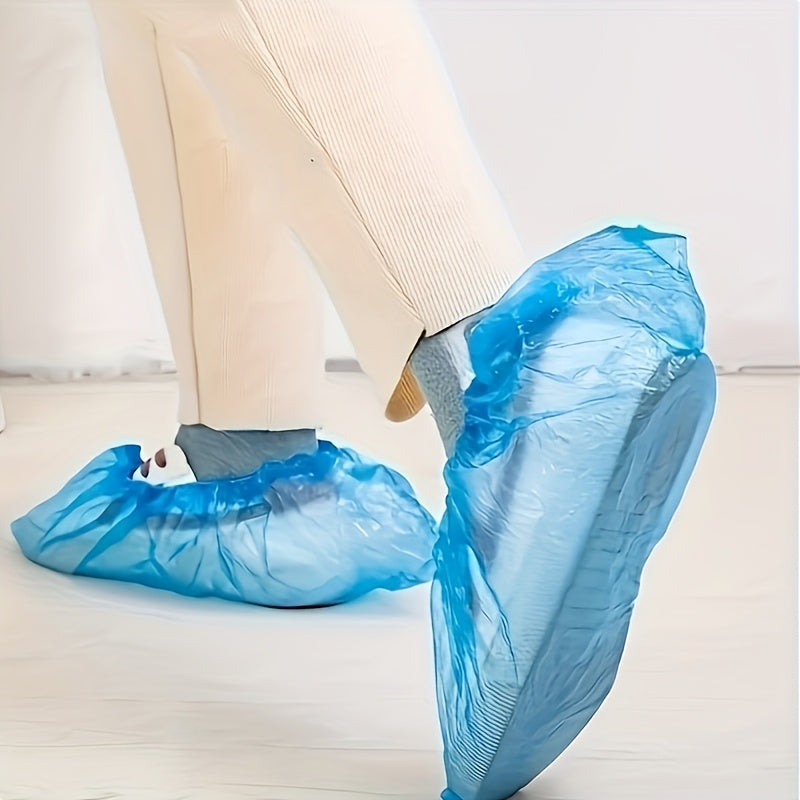 100-Pack: Disposable Plastic Shoe Covers – Waterproof & Slip-Resistant