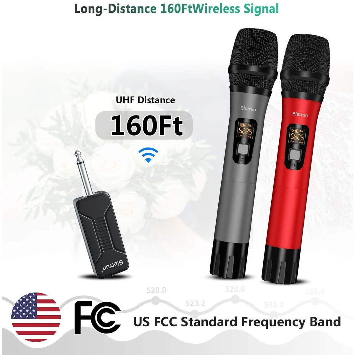 Bietrun Wireless UHF Metal Dual Handheld Dynamic Mic Karaoke System