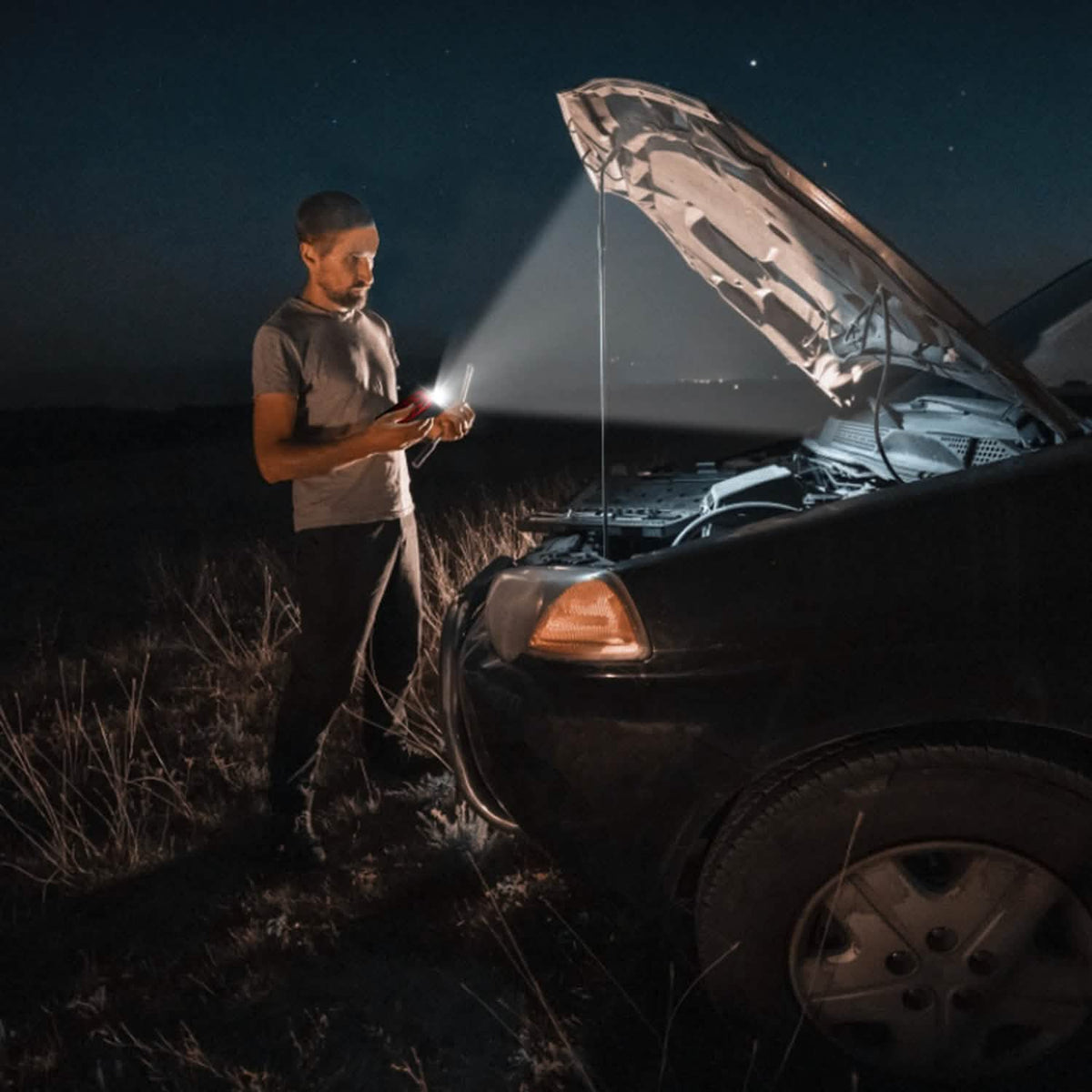 Car Jump Starter Booster with 4 Modes LED Flashlight