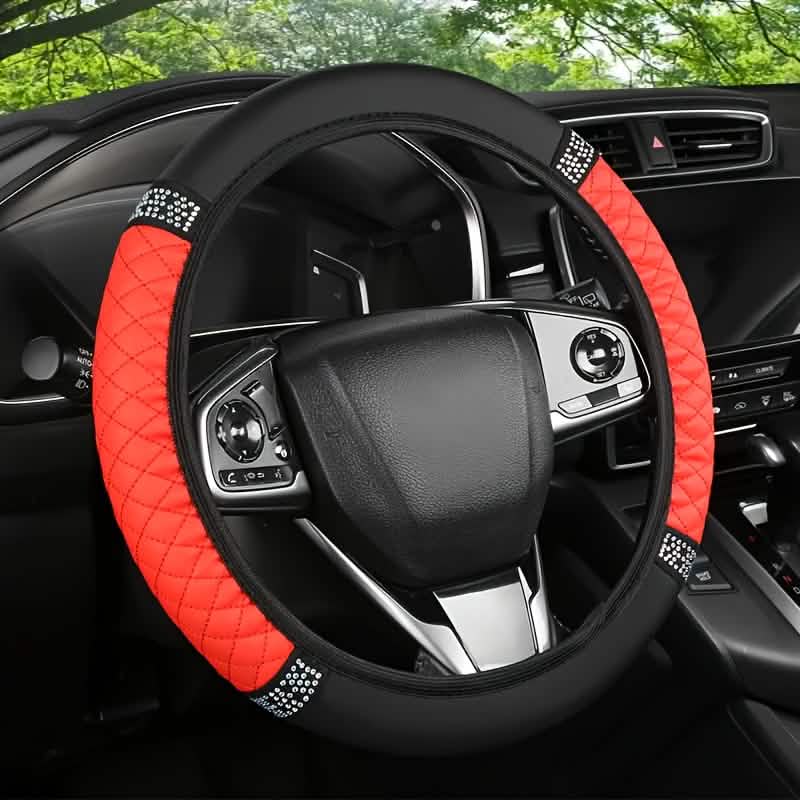 Bling Soft Faux Leather Car Steering Wheel Cover Non-Slip Heat And Cold Protector
