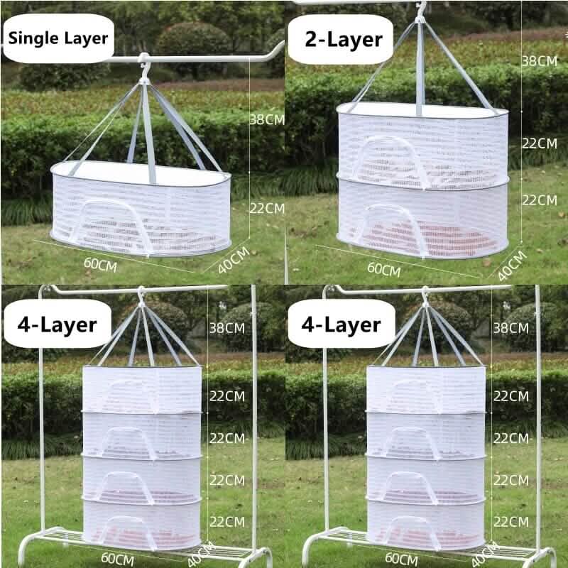Fishing Net Hanging Dryer Bag Mesh Clothes Drying Basket Rack