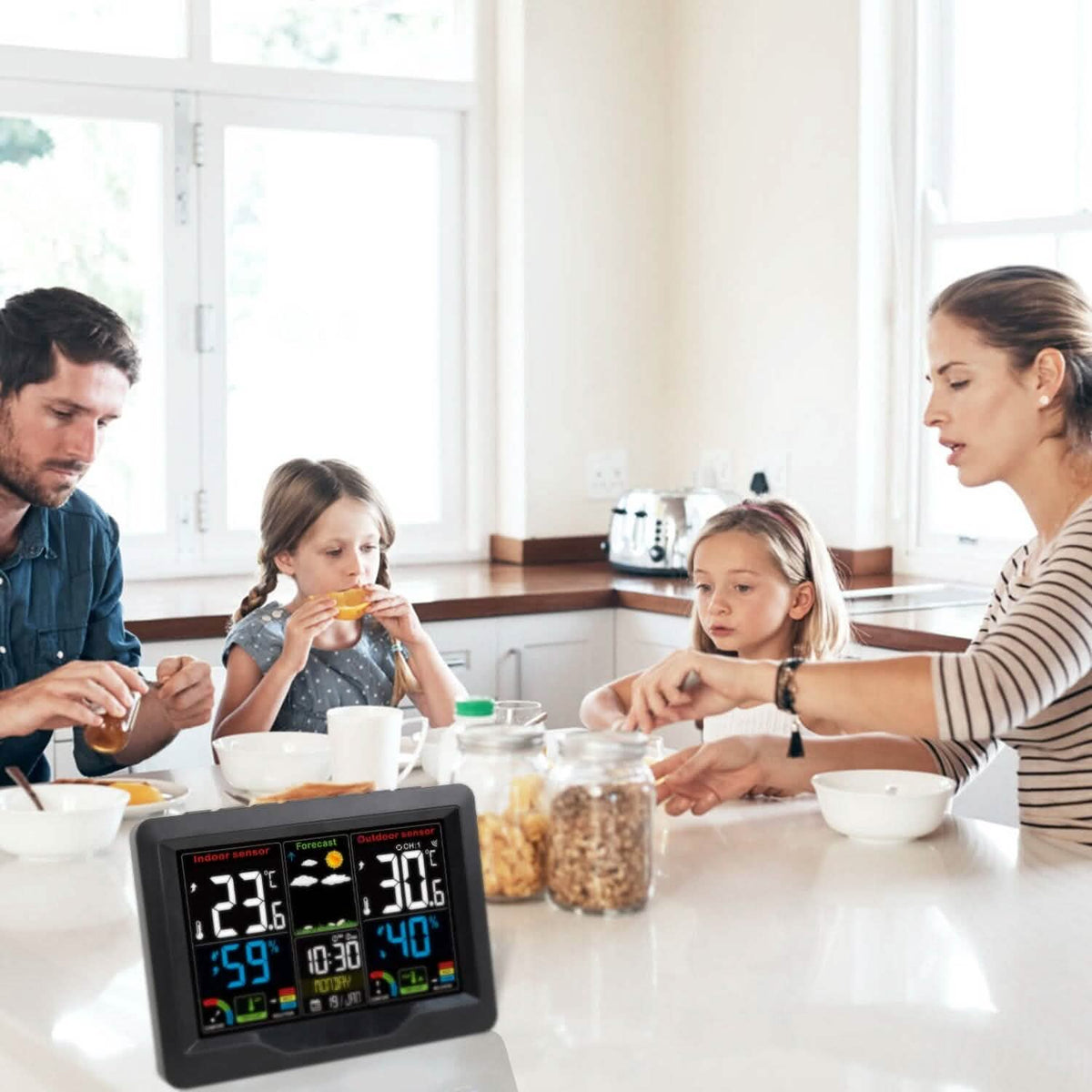 Indoor/Outdoor Thermometer Humidity Weather Forecast Temperature with Backlight