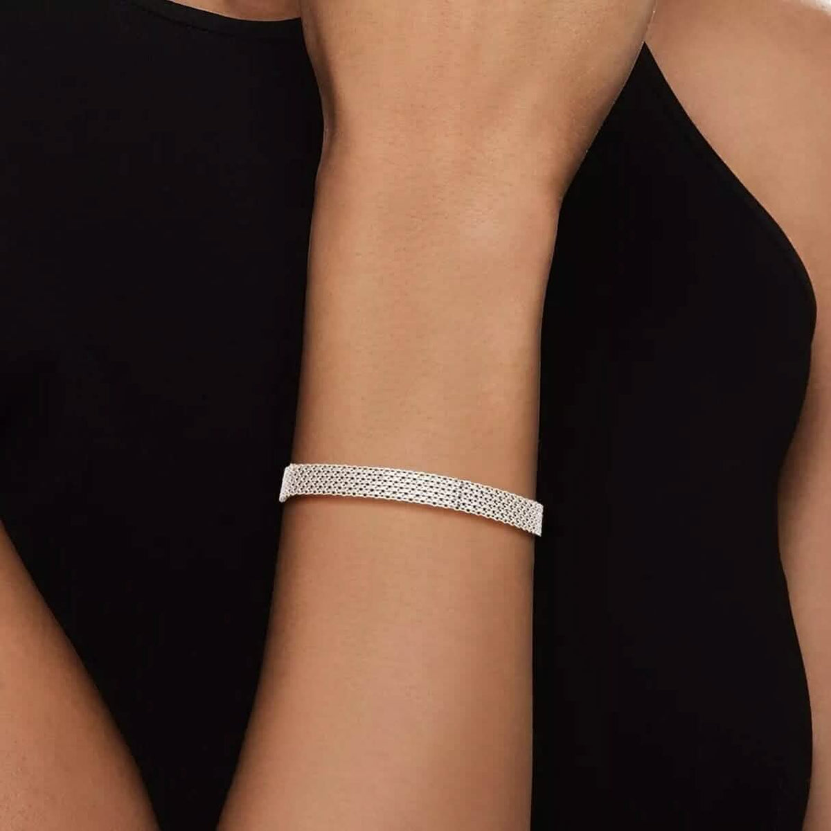 Italian Made 925 Sterling Silver 7MM Flat Coreana Chain Bracelet
