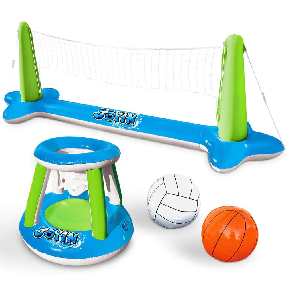JOYIN Inflatable Basketball and Volleyball Pool Float Set