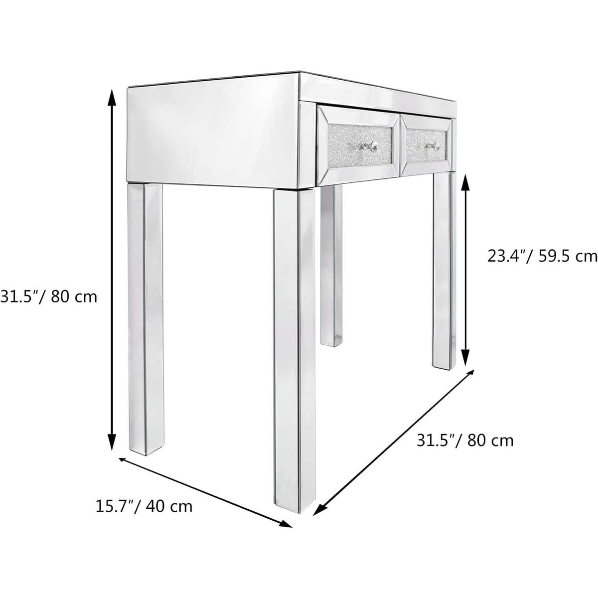Mirror Desk Dresser with 2 Drawers