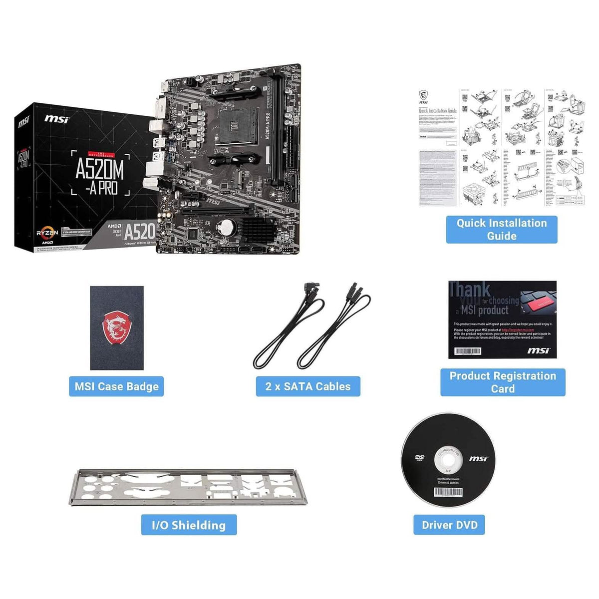 MSI A520M-A PRO Gaming Motherboard (Refurbished)