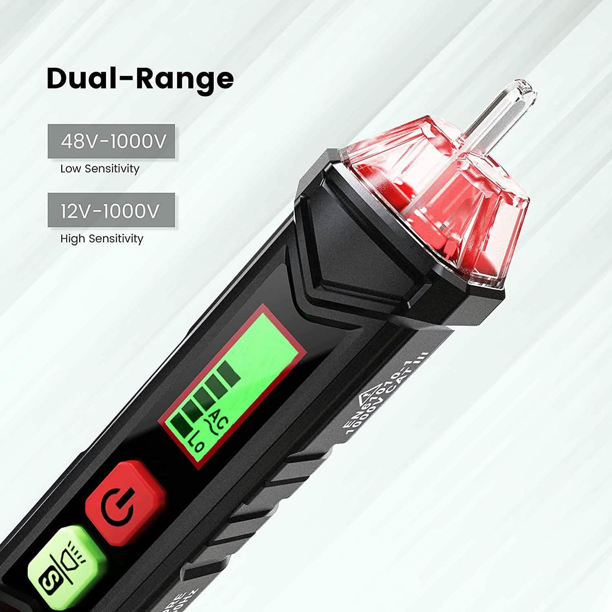 Non-Contact Voltage Tester with Dual Range AC 12V-1000V/48V-1000V
