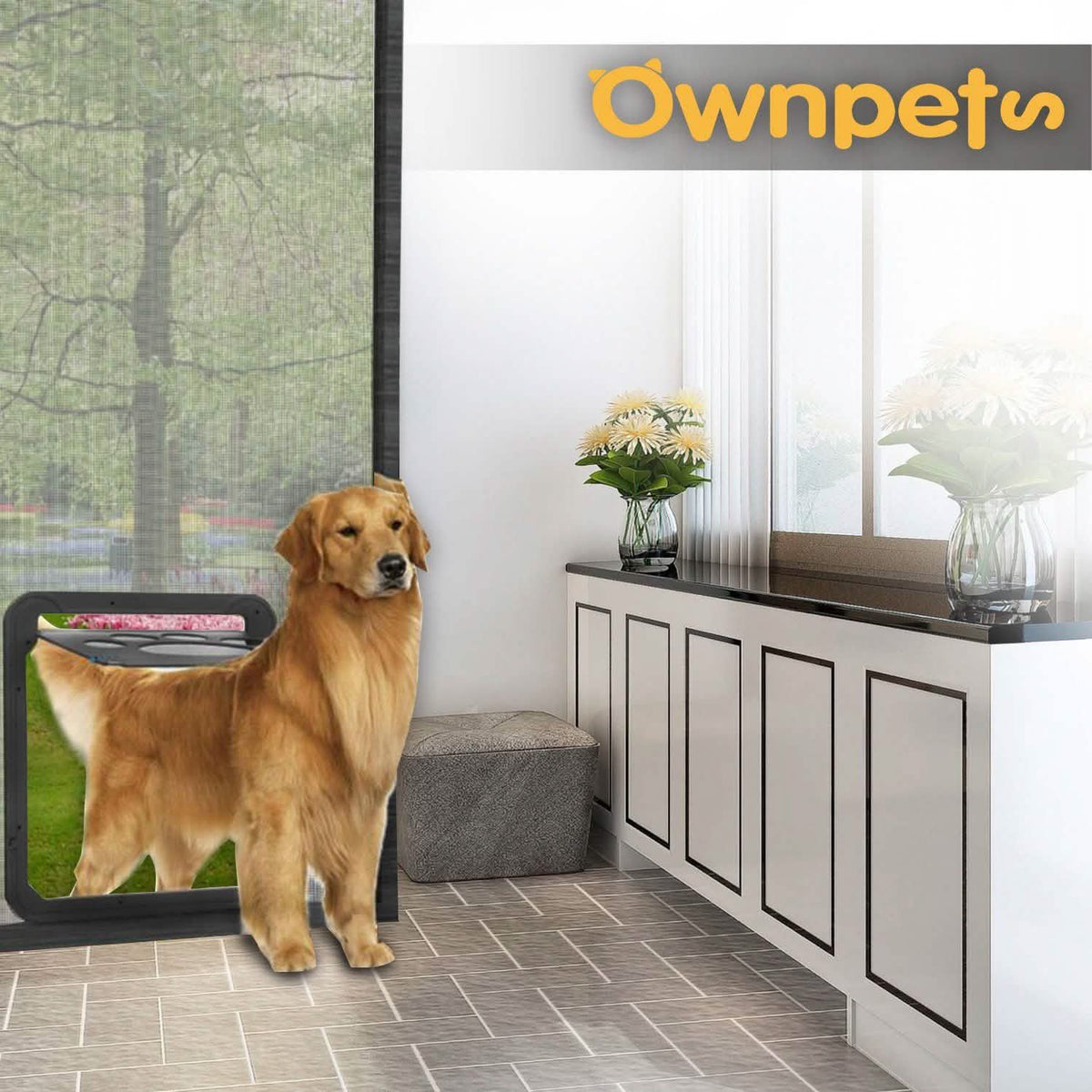 OWNPETS Pet Dog Magnetic Flap Screen Door