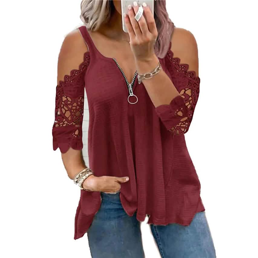 Women's Half Sleeve V Neck Sexy Top
