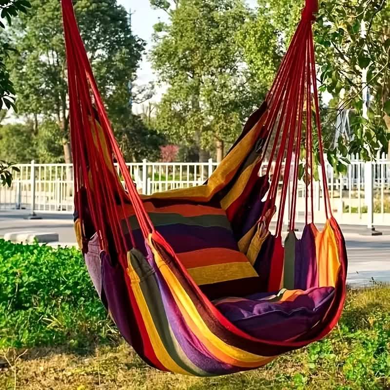 Hammock Chair Canvas – Portable Colorful Stripe Indoor Swing