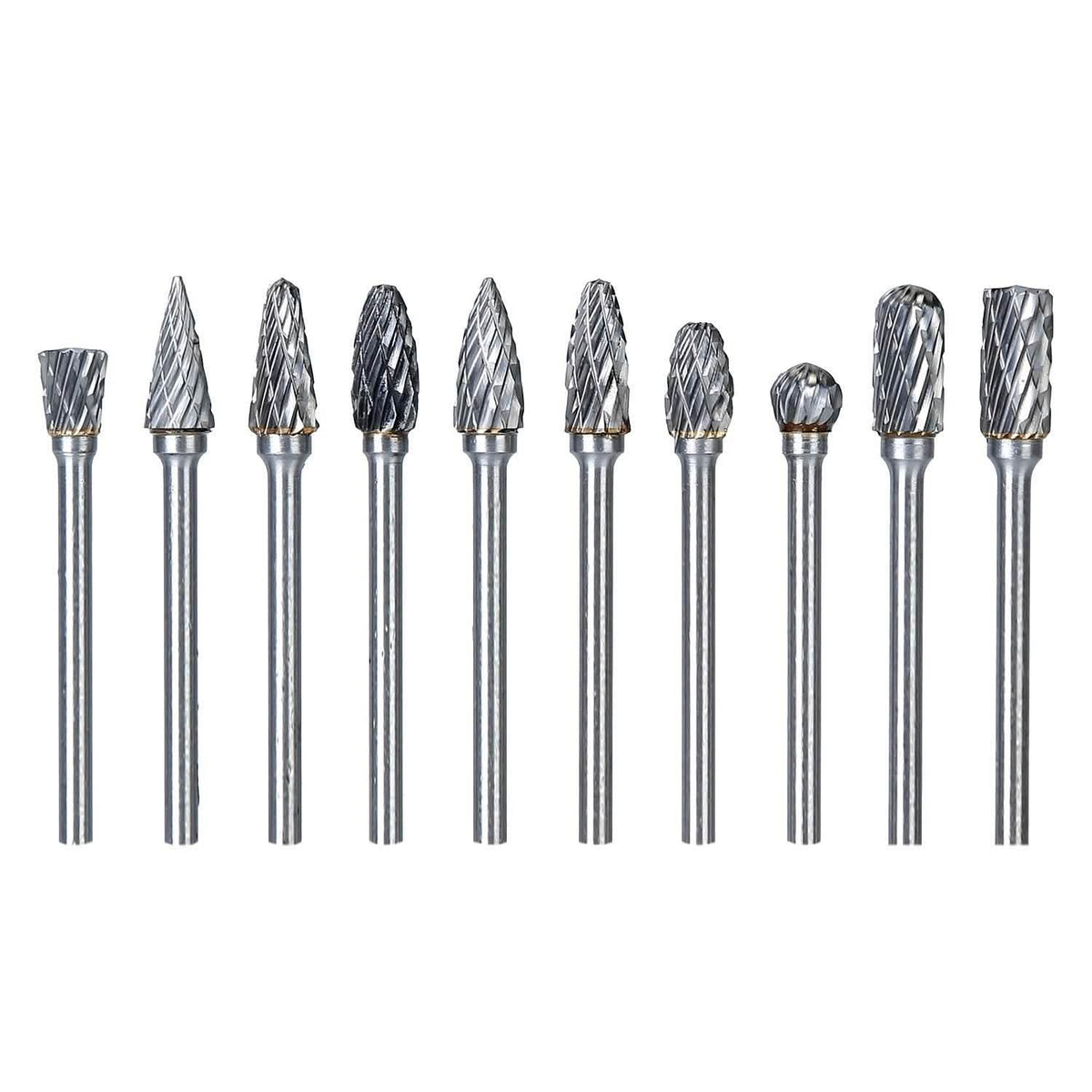 10-Piece: Double Cut Carbide Rotary Die Grinder Bit Set
