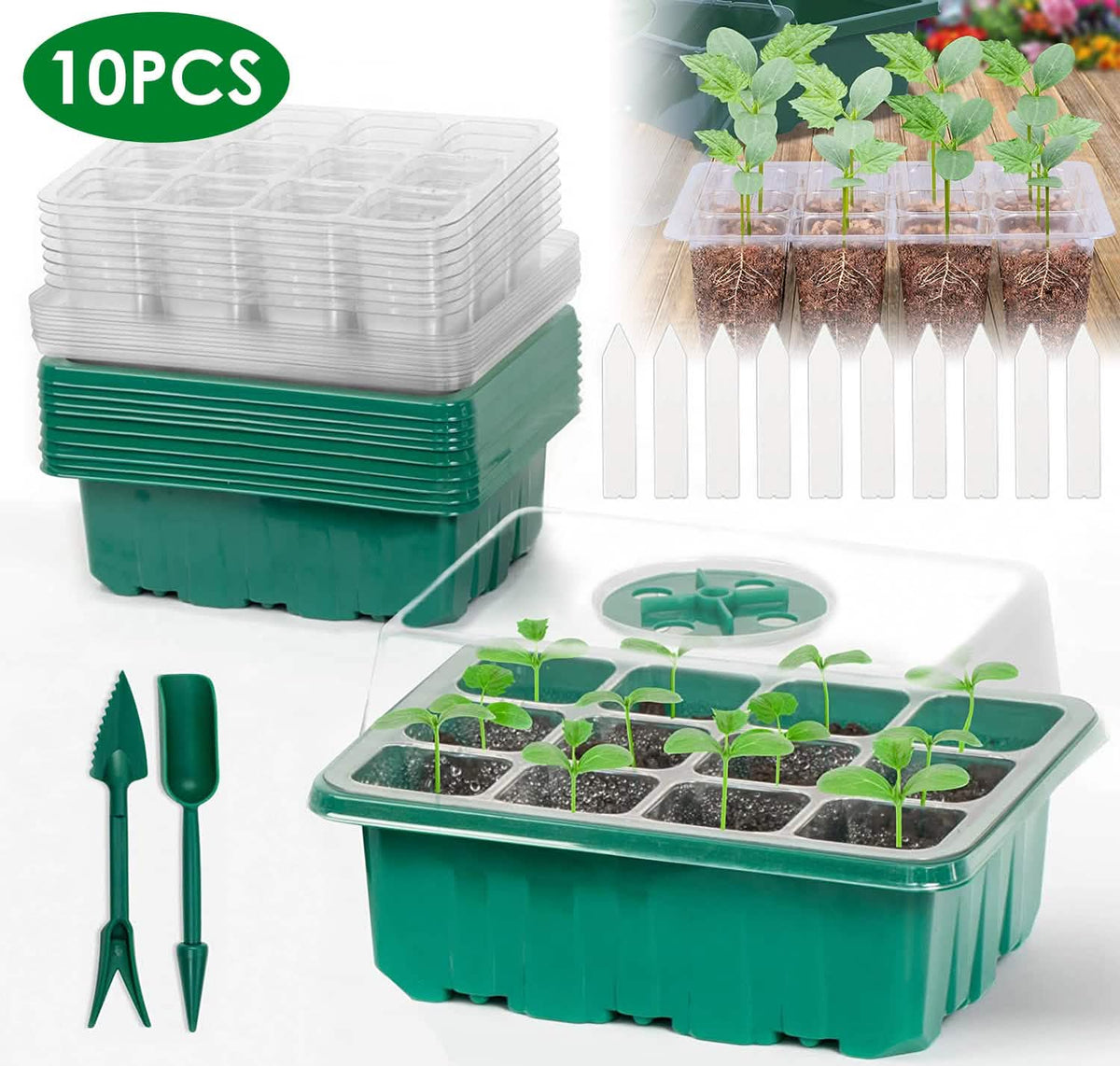 10-Piece: Reusable Seed Starter Tray Kit