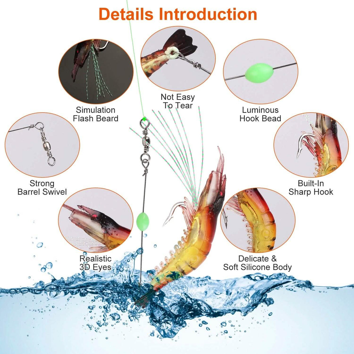10-Piece: Silicon Shrimp Bait Set