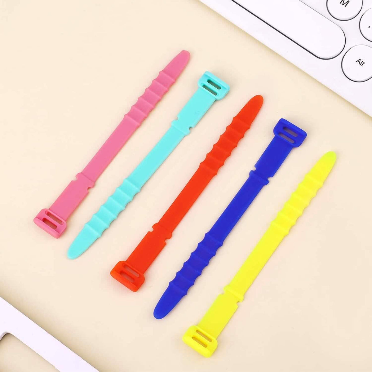 10-Pieces: 4.5 Inch Reusable Wire Ties Cord Organizer Straps Elastic Silicone Cord Organizer