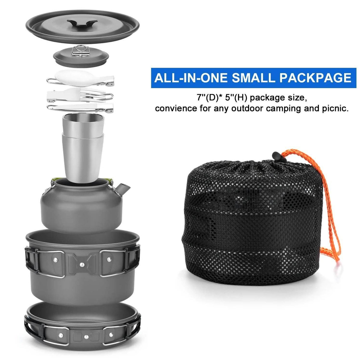 10-Pieces: ODOLAND Camping Cookware Mess Kit