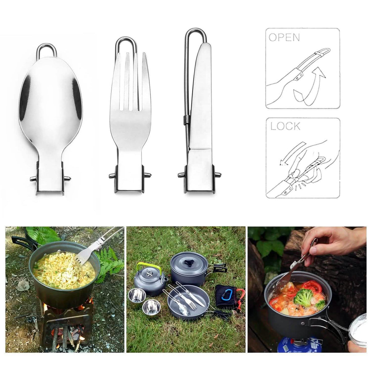 10-Pieces: ODOLAND Camping Cookware Mess Kit
