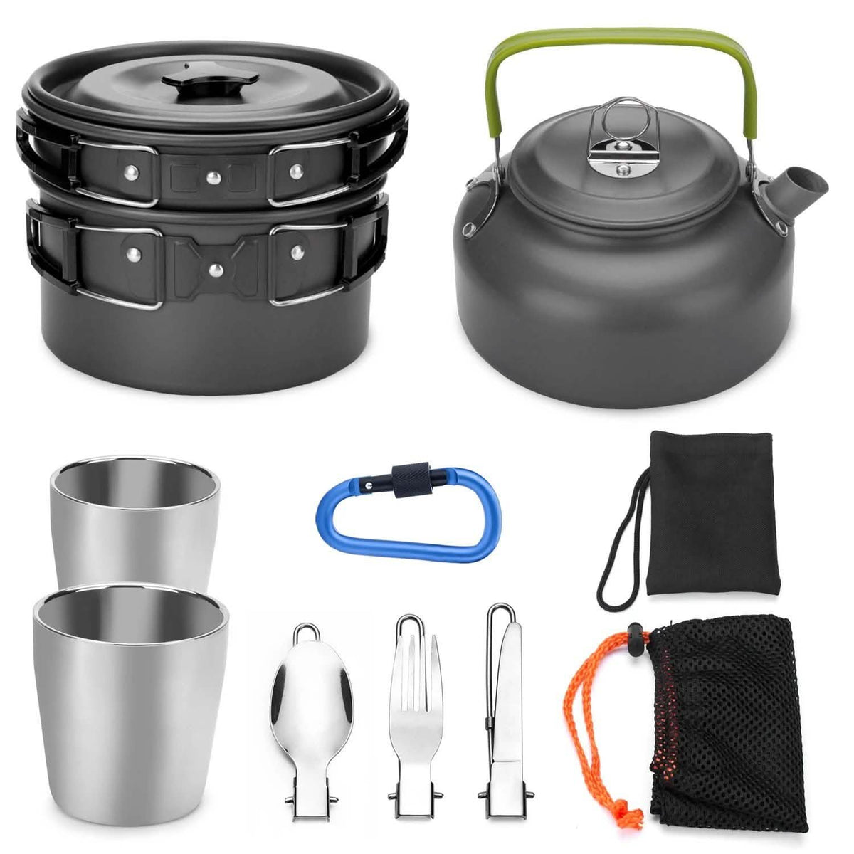 10-Pieces: ODOLAND Camping Cookware Mess Kit