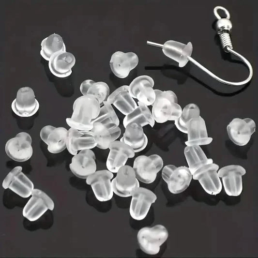 100-Pieces: Transparent Plastic Ear Clog Ear Stud Earring Pin Backs Ear Plug
