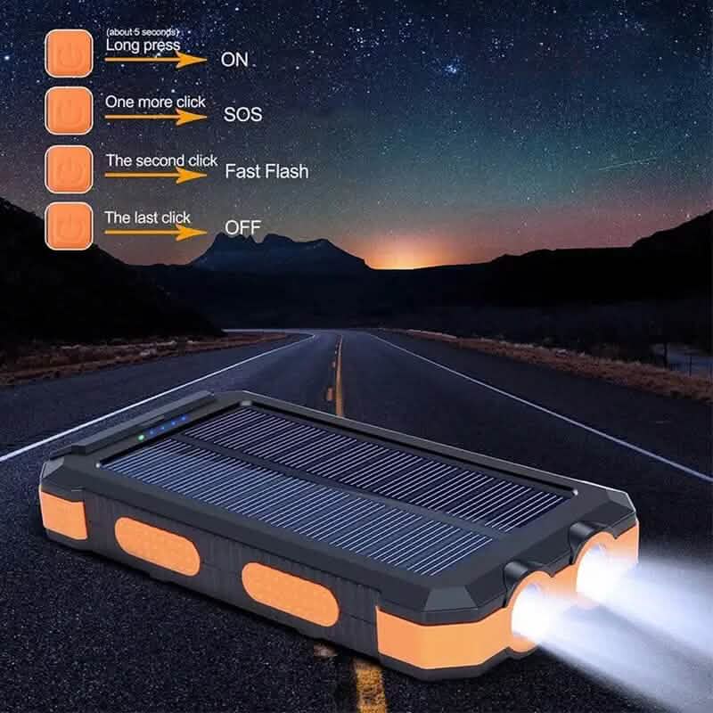 10000mAh Solar Power Bank with Flashlight