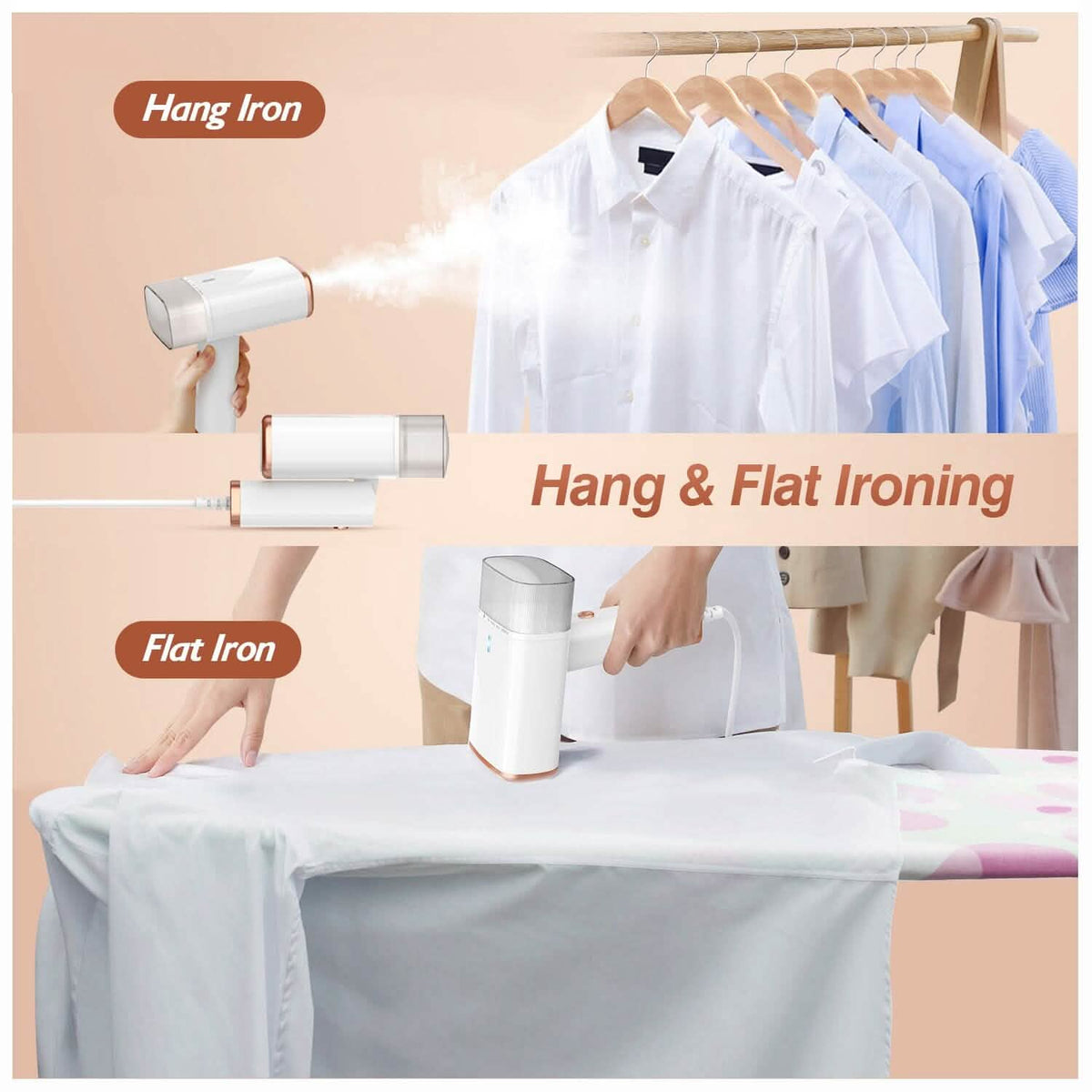 1000W Portable Handheld Clothes Steamer with Brush Foldable