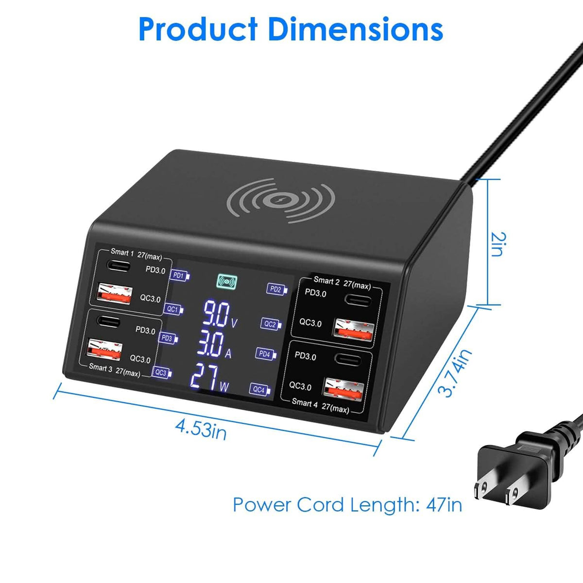 100W USB Charging Station 8-Port Charging Hub