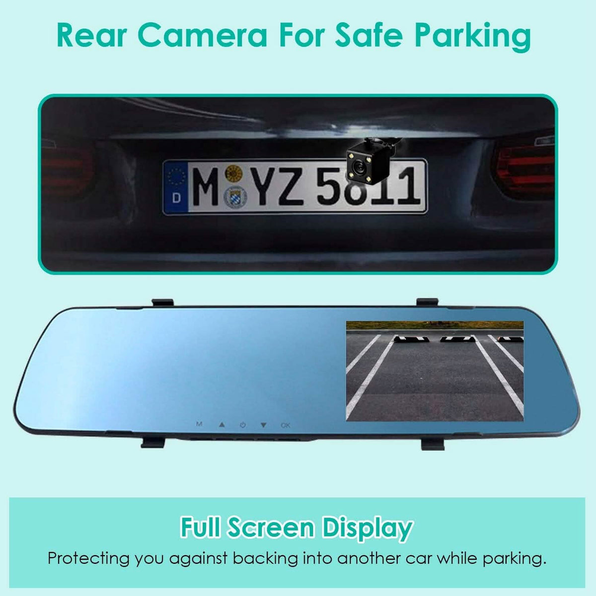 1080P Car DVR 4.3inches Dash Cam with 140° Angle Loop Recording