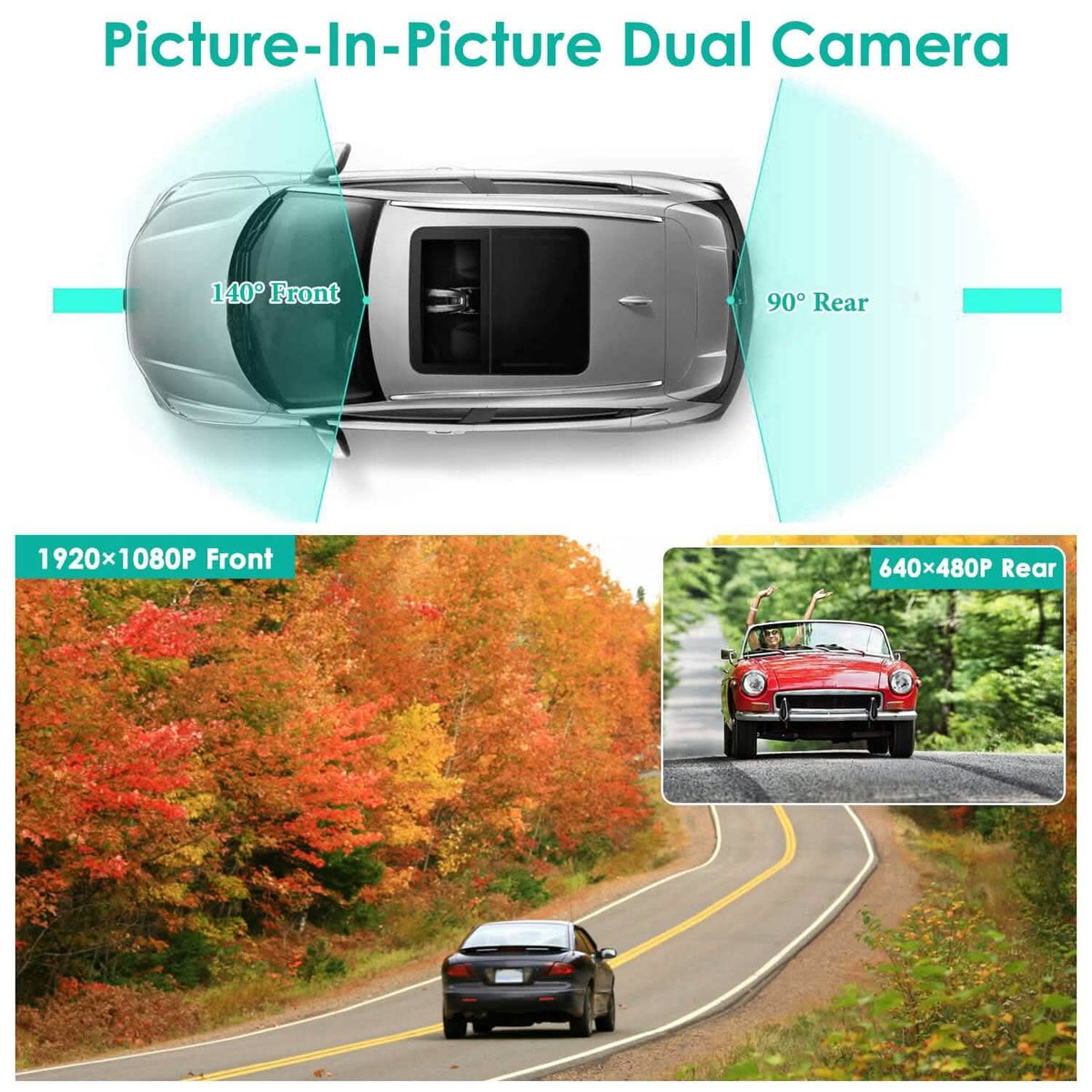 1080P Car DVR 4.3inches Dash Cam with 140° Angle Loop Recording