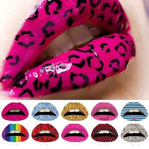 12-Pack: Colorful Temporary Lip Tattoo Set