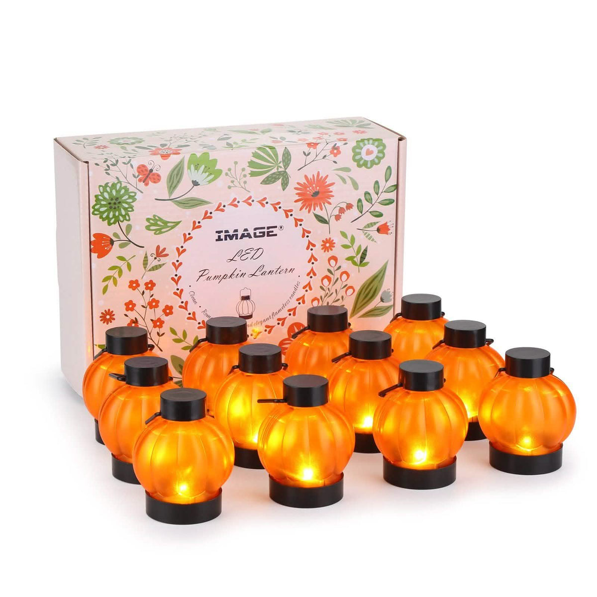 12-Pack: LED Pumpkin Tealights Smokeless Candles