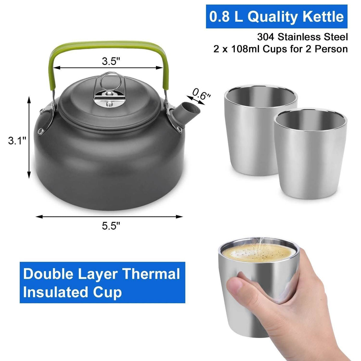 12-Piece: ODOLAND Camping Cookware Mess Kit with Mini Stove