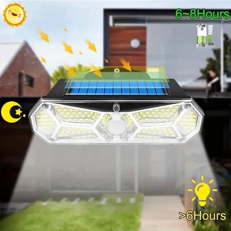 126 LEDs Portable Solar Security Lights, IP65 Waterproof Wireless Exterior Flood Light Detected Light