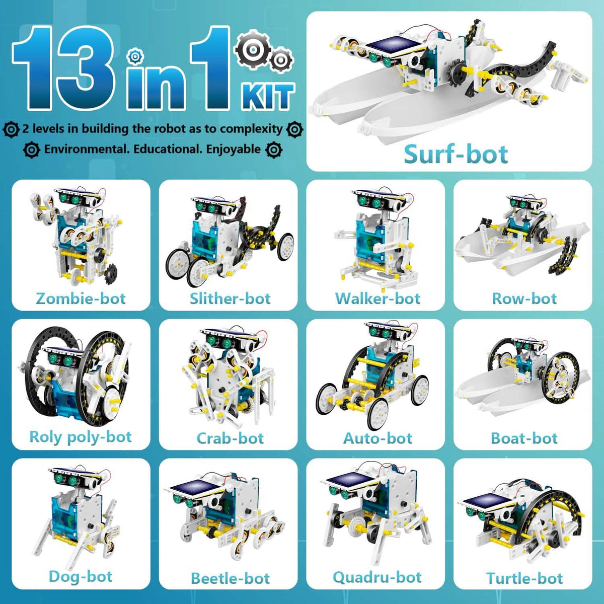 13-in-1 Solar Powered Robot Toy for Kids