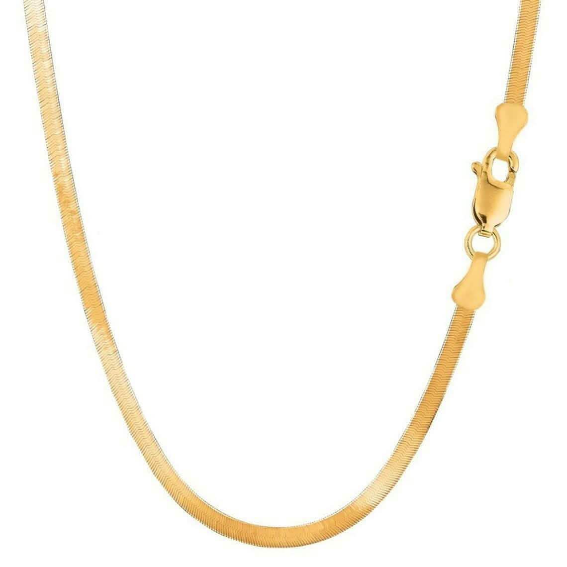 14k Solid Yellow Gold High Polish Herringbone Necklace Chain 3mm