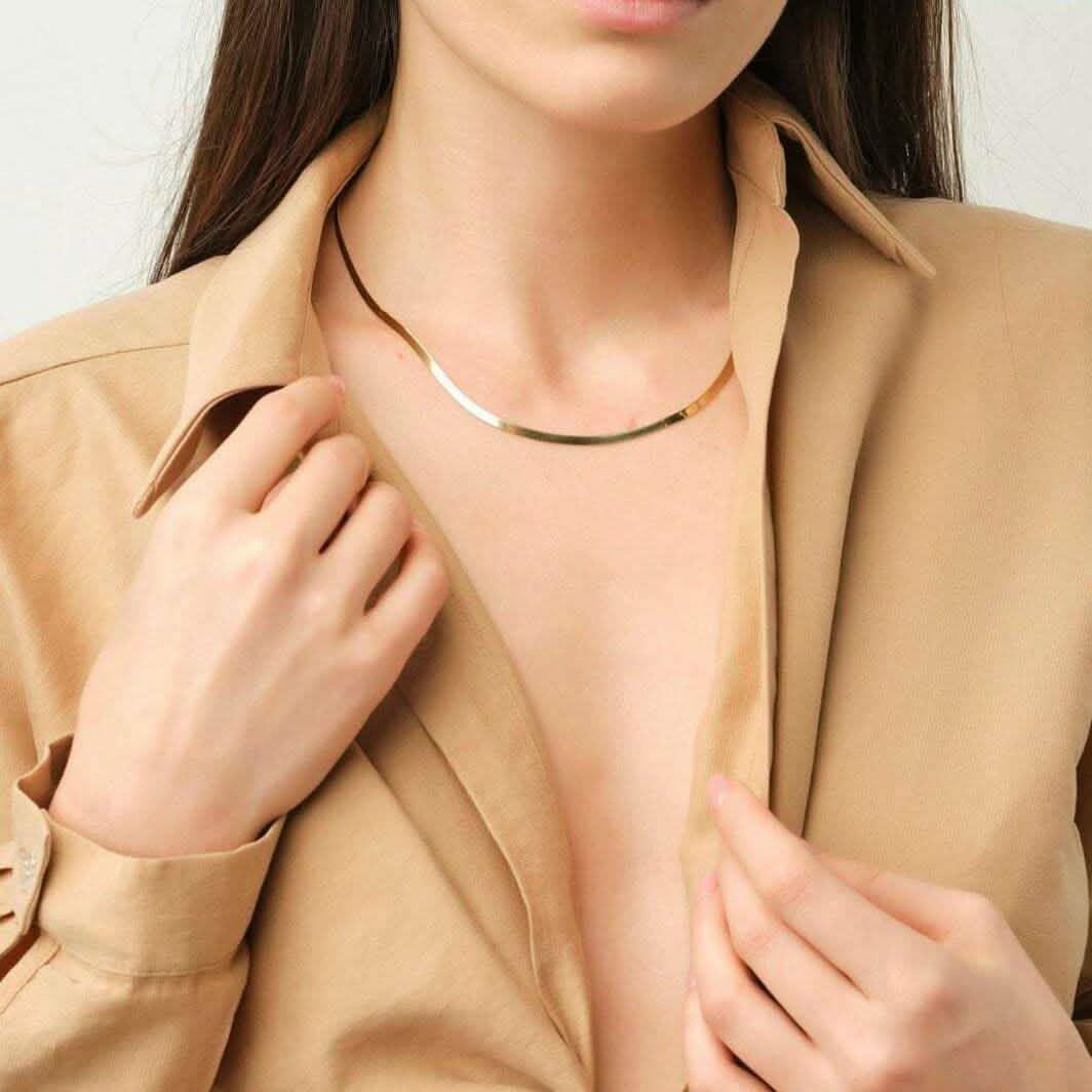 14k Solid Yellow Gold High Polish Herringbone Necklace Chain 3mm