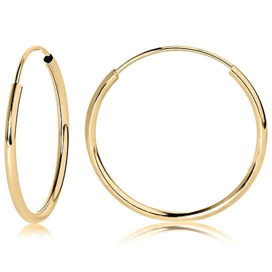 14K Yellow Gold Endless Hoop Earrings