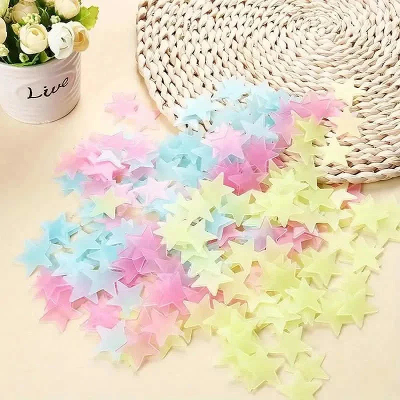 175-Pieces: Reusable Glow-in-the-Dark Star Wall Stickers with Shimmery Finish