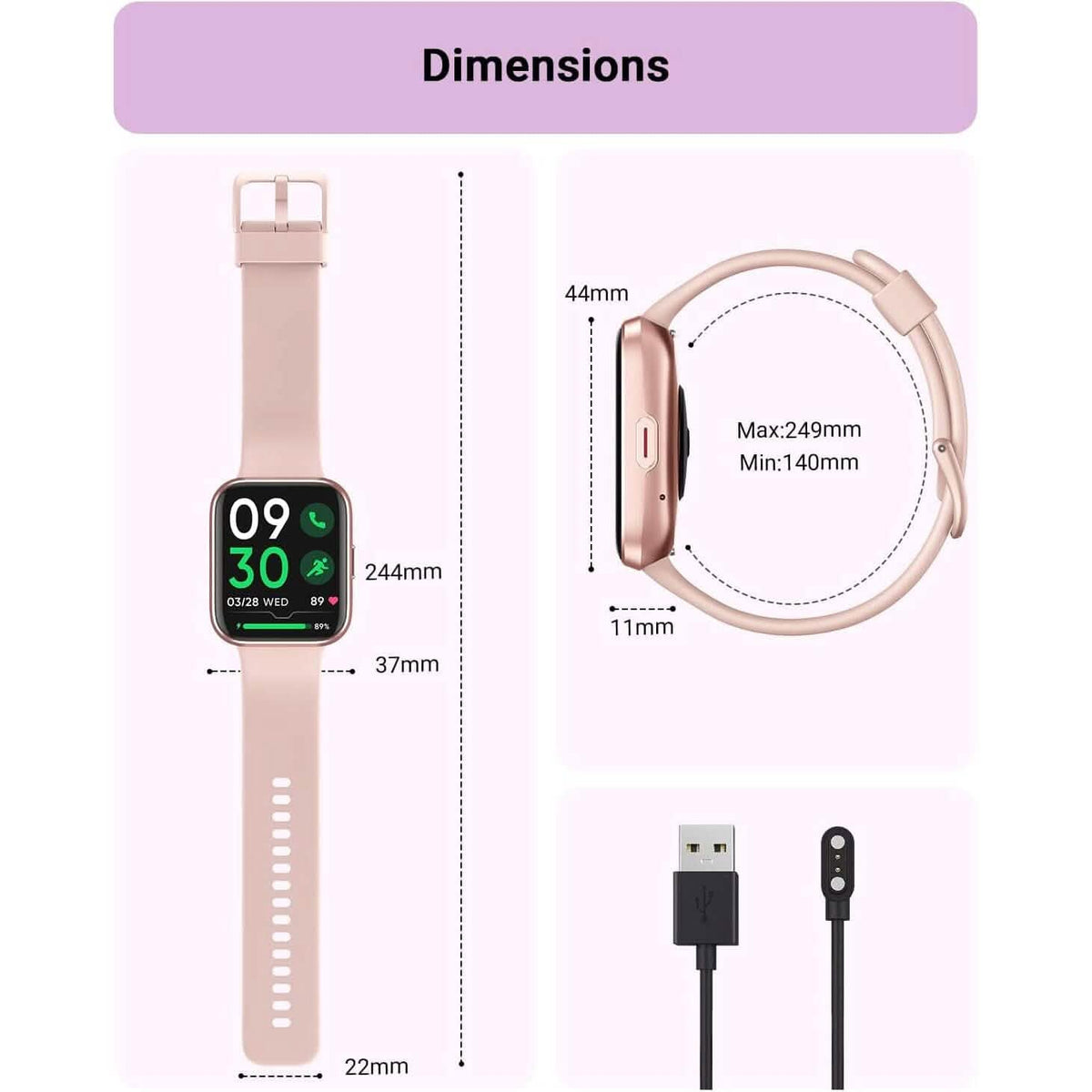 1.8" HD Full Color Touch Screen Bluetooth Call Smart Watch (Refurbished)
