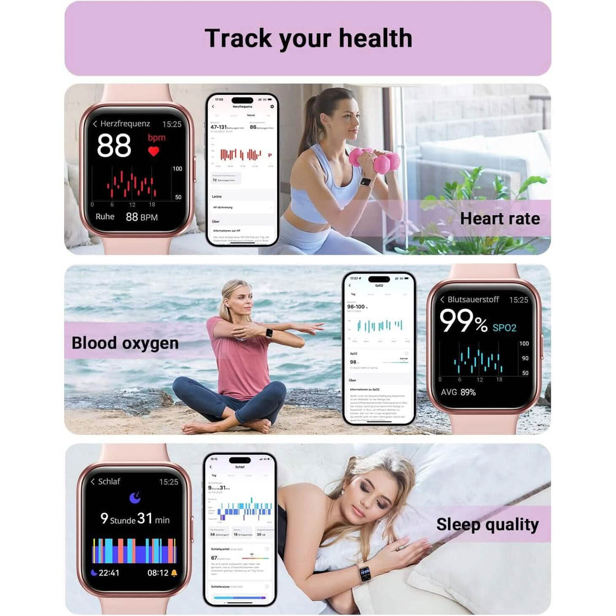 1.8" HD Full Color Touch Screen Bluetooth Call Smart Watch (Refurbished)