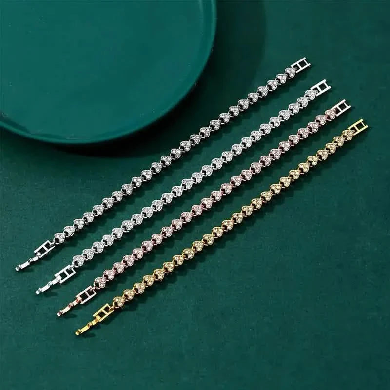 18K Golden Plated Stainless Steel Bracelet with Rhinestone Embellishments