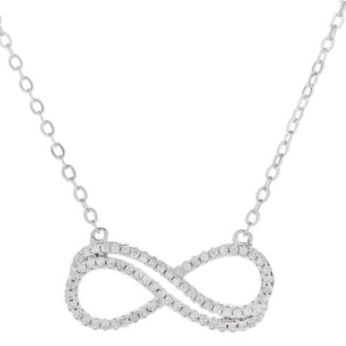 18K White Gold Plated Double Infinity Necklace