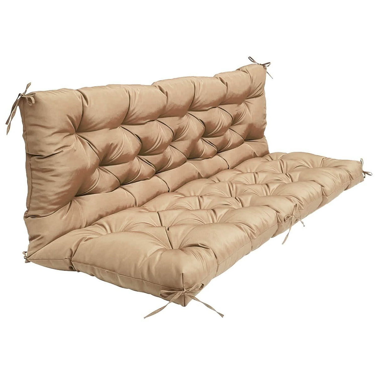 2-3 Seater Swing Cushion Replacement Swing Beach Pads with Backrest 8-Tie Straps