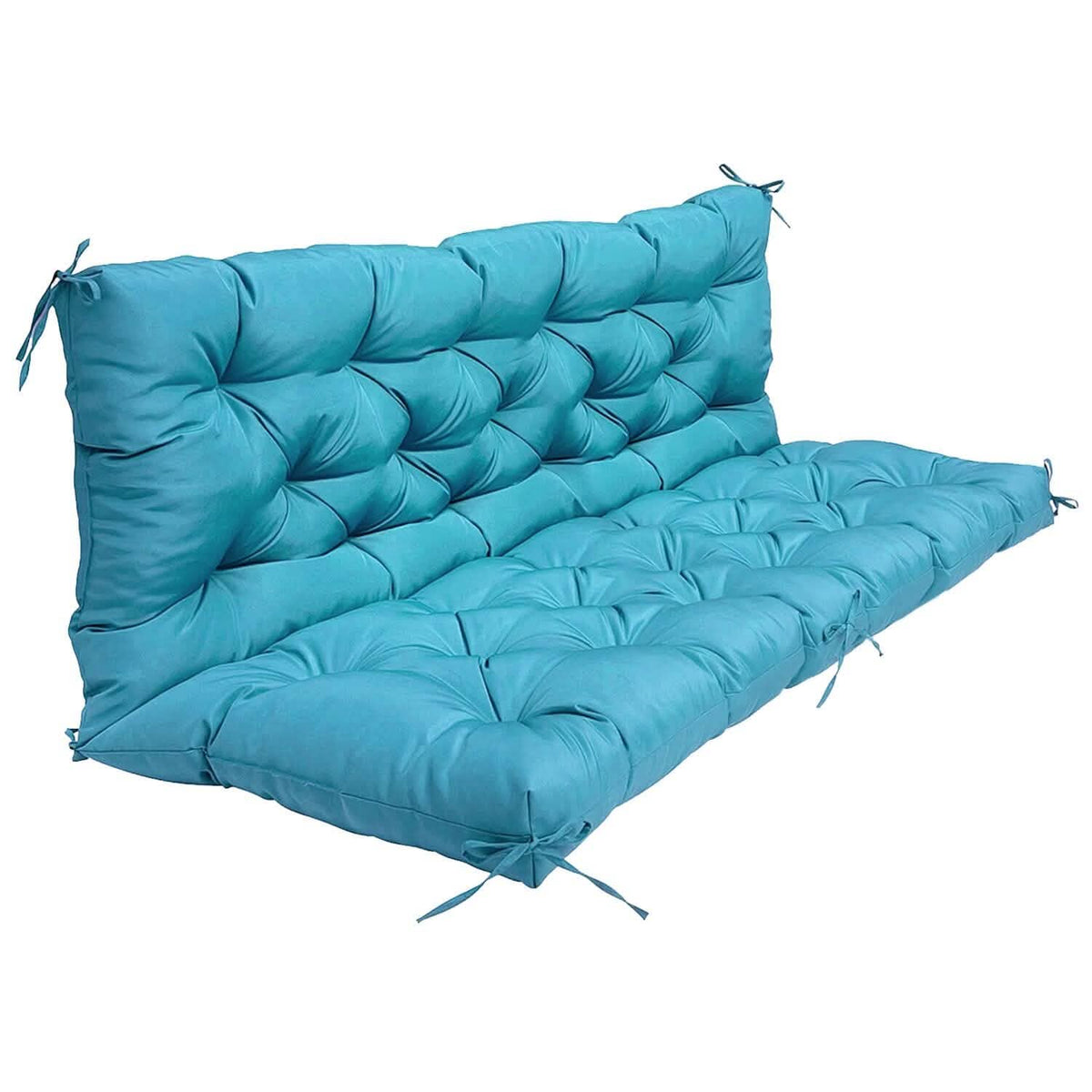 2-3 Seater Swing Cushion Replacement Swing Beach Pads with Backrest 8-Tie Straps