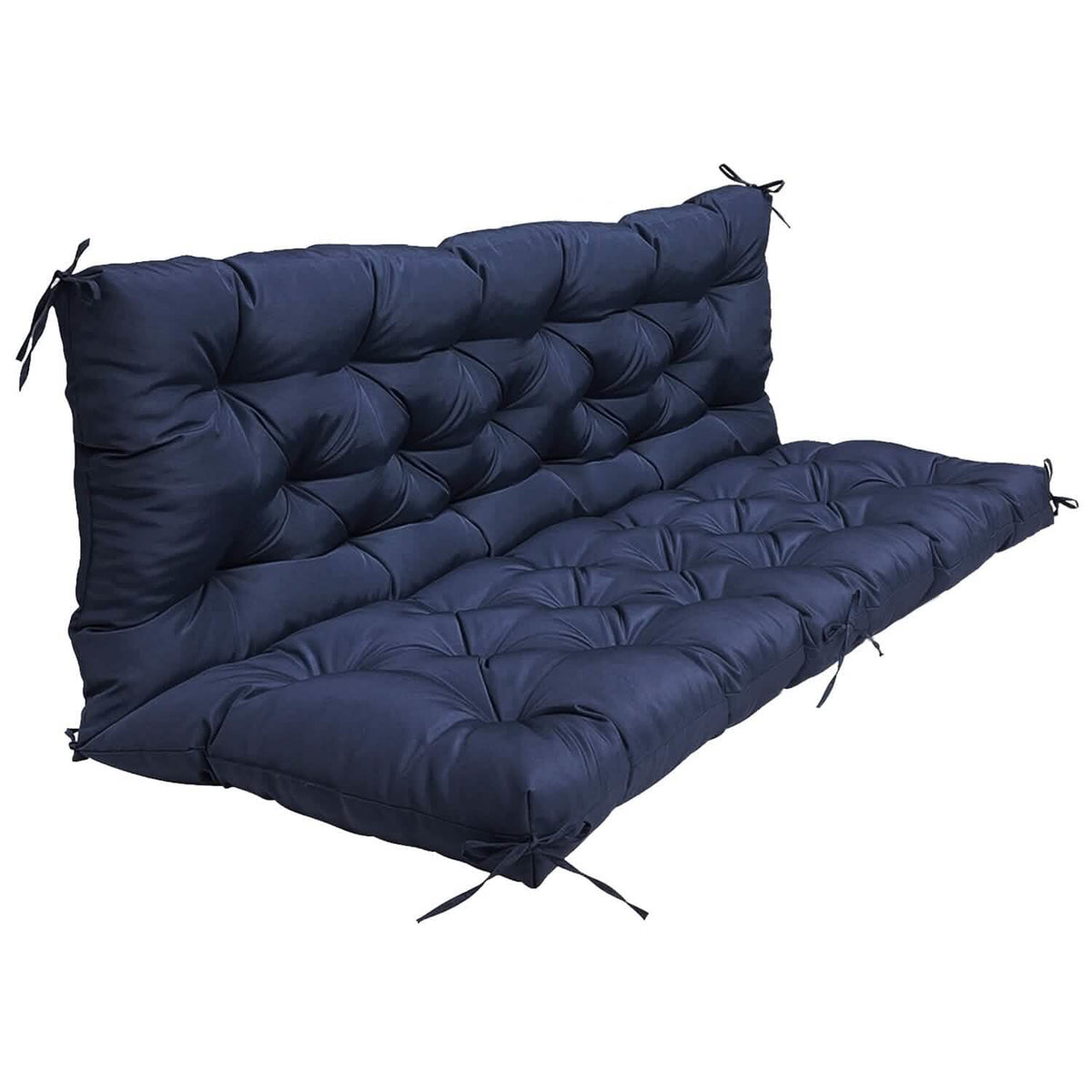 2-3 Seater Swing Cushion Replacement Swing Beach Pads with Backrest 8-Tie Straps