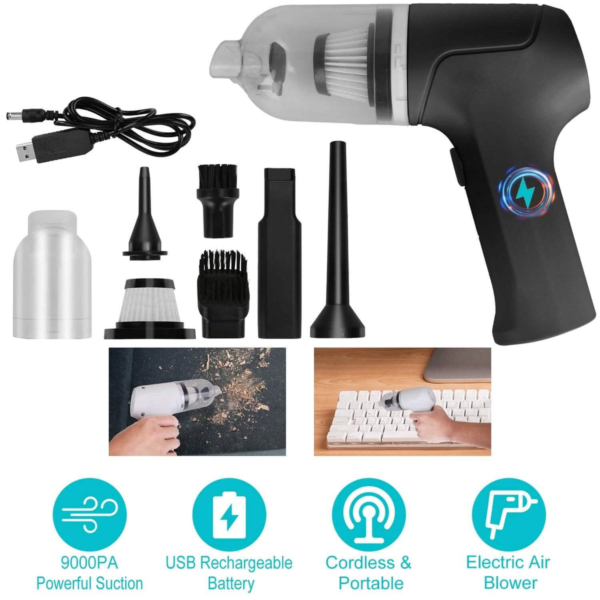 2-in-1 Cordless Vacuum Cleaner Compressed Air Duster